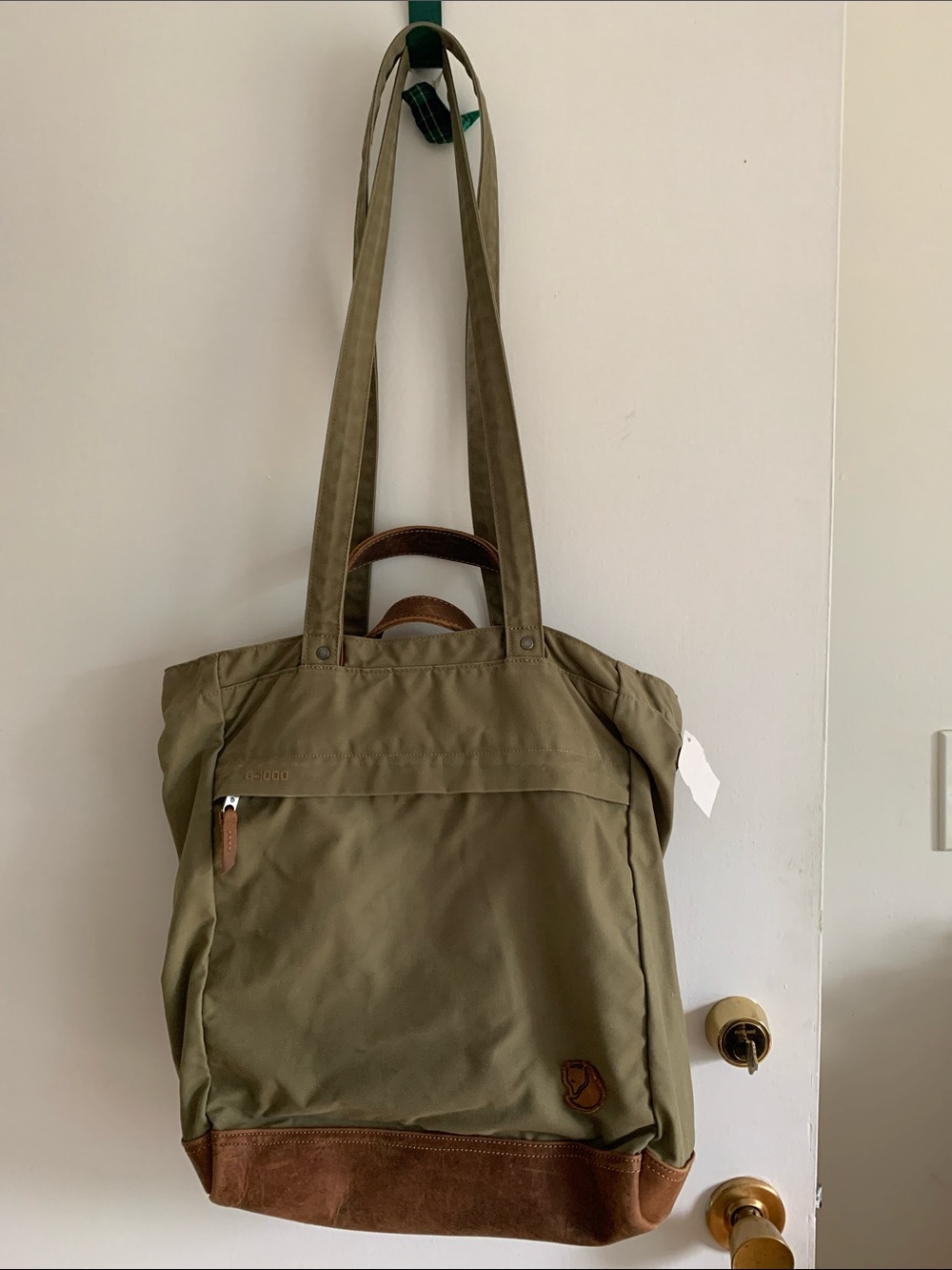 Fjallraven Olive Green Tote with Brown Suede Trim